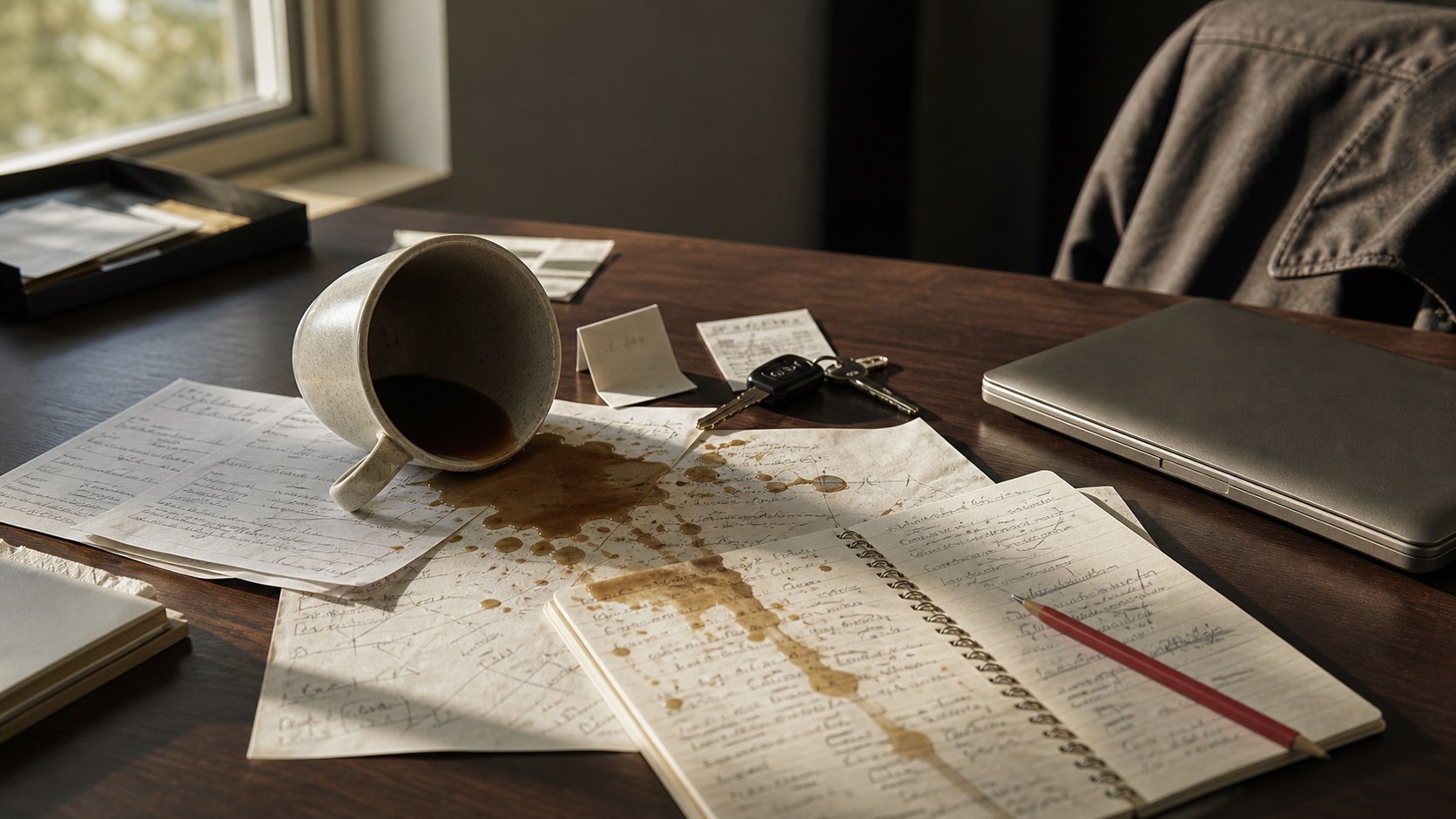 Preview image for The Coffee Spilled Before the Mistake.